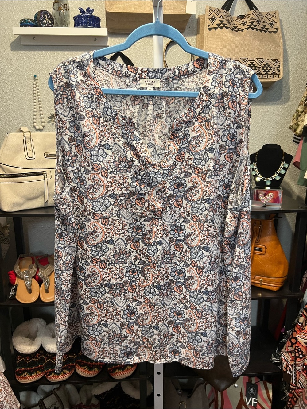 MARINA LUNA Paisley Floral Blue & Cream